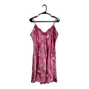 Delicates Womens Purple Floral Satin Chemise Nightgown Adj  Straps Lace …